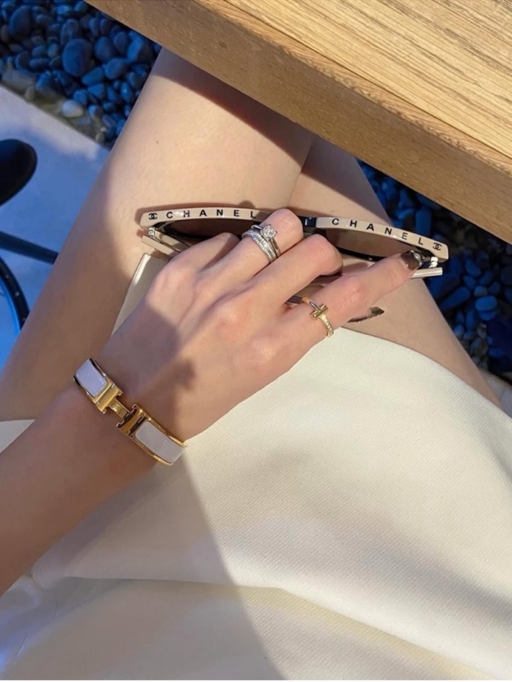 Hermes White H Bracelet
